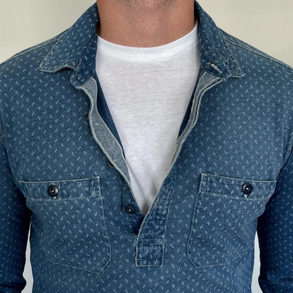 Men’s Patterned Longsleeve Collard Tunic Shirt - Picture 7 of 9